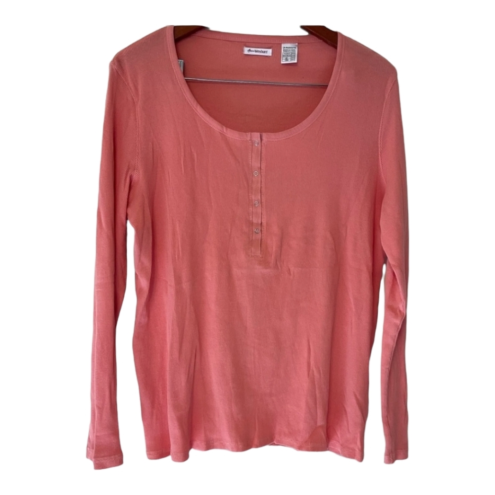 Anne Weyburn women’s long sleeve Ribbed snap Henley Top